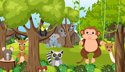 Obraz na płótnie Canvas Cute wild animals in the forest