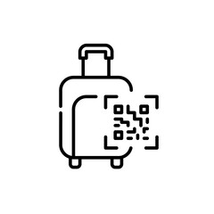 QR code on a luggage. Pixel perfect, editable stroke line icon