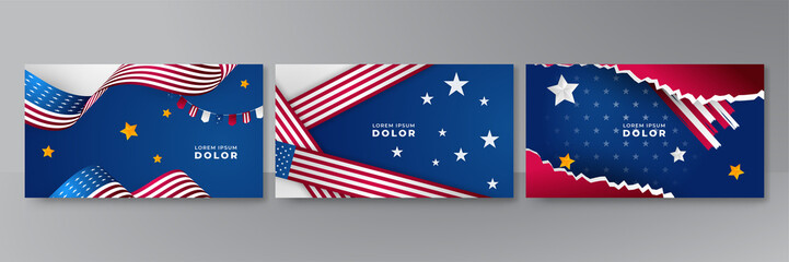 Happy 4th of July USA Independence Day background with American national flag. Universal US American banner. Vector illustration. Designed for Memorial day, Labour day, presentation, patriot, election