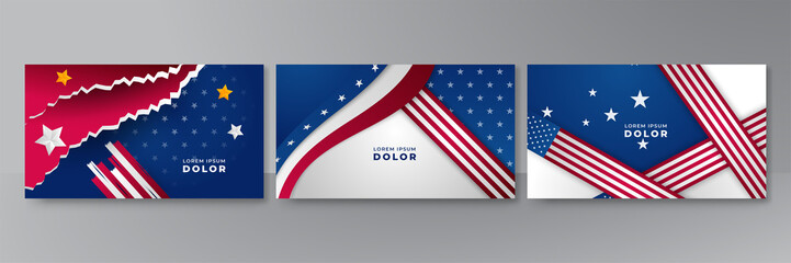 Happy 4th of July USA Independence Day background with American national flag. Universal US American banner. Vector illustration. Designed for Memorial day, Labour day, presentation, patriot, election