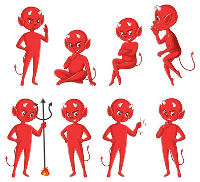 Devil cartoon character on white background