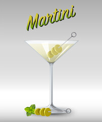 Martini cocktail in the glass
