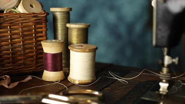 A selection of vintage sewing tools and equipment