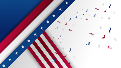 Happy 4th of July USA Independence Day background with American national flag. Universal US American banner. Vector illustration. Designed for Memorial day, Labour day, presentation, patriot, election