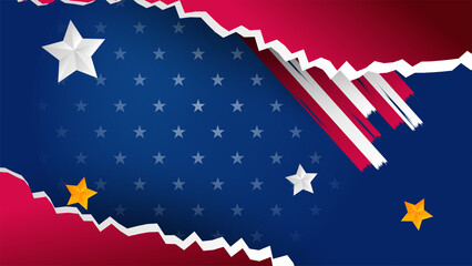 Happy 4th of July USA Independence Day background with American national flag. Universal US American banner. Vector illustration. Designed for Memorial day, Labour day, presentation, patriot, election
