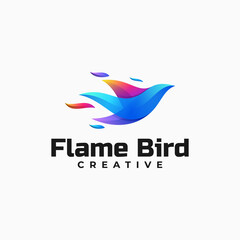 Vector Logo Illustration Flame Bird Gradient Colorful Style.