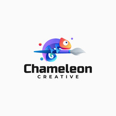 Vector Logo Illustration Chameleon Gradient Colorful Style. © Artnivora
