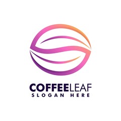 Vector Logo Illustration Coffee Leaf Gradient Colorful Style.