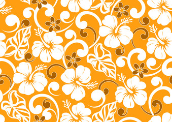 flower hawaii seamless pattern, fashion tribal textile art, hand-draw background vibrant colors, fashion artwork for Fabric print, clothes © kirkchai