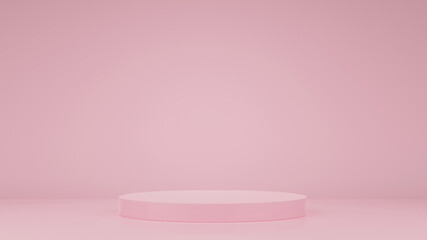 Mock up the abstract podium stage. pink background curve-studio minimal abstract background. 3d rendering