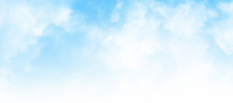 Sky clouds, sky with clouds and sun. Beautiful white cloud on blue sky background