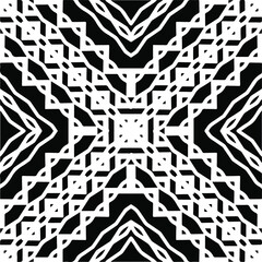 
Abstract geometric seamless pattern.  Black and white vector background. monochrome mandala.