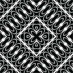 Abstract geometric seamless pattern.  Black and white vector background. monochrome mandala.