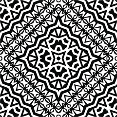 Abstract geometric seamless pattern.  Black and white vector background. monochrome mandala.