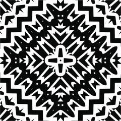 Abstract geometric seamless pattern.  Black and white vector background. monochrome mandala.