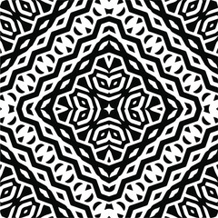 Abstract geometric seamless pattern.  Black and white vector background. monochrome mandala.