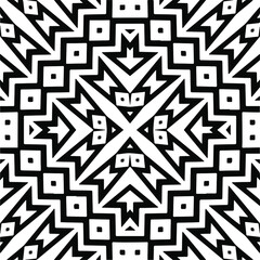 Abstract geometric seamless pattern.  Black and white vector background. monochrome mandala.