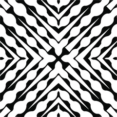 Abstract geometric seamless pattern.  Black and white vector background. monochrome mandala.
