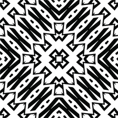 Abstract geometric seamless pattern.  Black and white vector background. monochrome mandala.