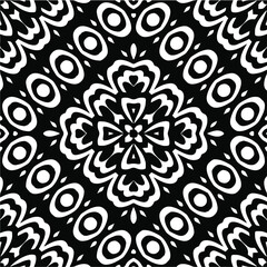 Abstract geometric seamless pattern.  Black and white vector background. monochrome mandala.