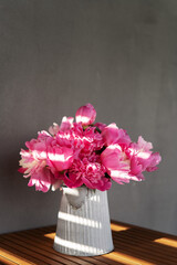 Closeup peony bouquet in vintage tone