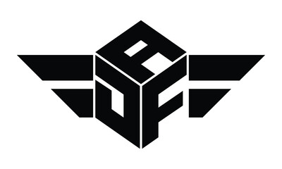 ADF three letter gaming logo in polygon cube shape logo design vector template. wordmark logo | emblem logo | monogram logo | initial letter logo | sports logo | minimalist logo | typography logo |