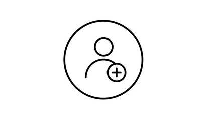 Add user line icon inside circle, add user plus sign include, line icon video animation.
