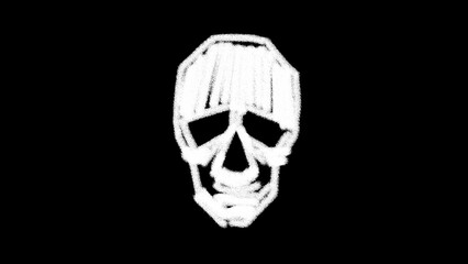 Drawn human skull on a black background. White color. Fear. Death. Horror. Symbol. Holiday Halloween. mystical look. Casting. Human bones. White chalk.