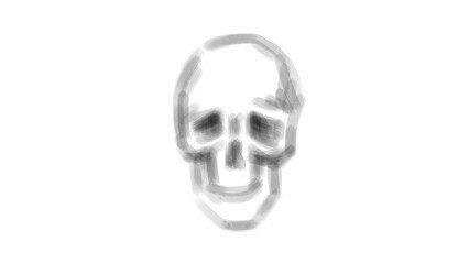 Drawn human skull on a white background. Fear. Death. Horror. Symbol. Holiday Halloween. mystical look. Casting. Human bones. White chalk.