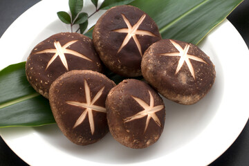 Shiitake mushuroom on white background (Called Shiitake in Japan)