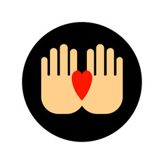 Obraz premium Flat palms heart icon. Love symbol. Hand gesture diagram. Vector illustration. Stock image. 