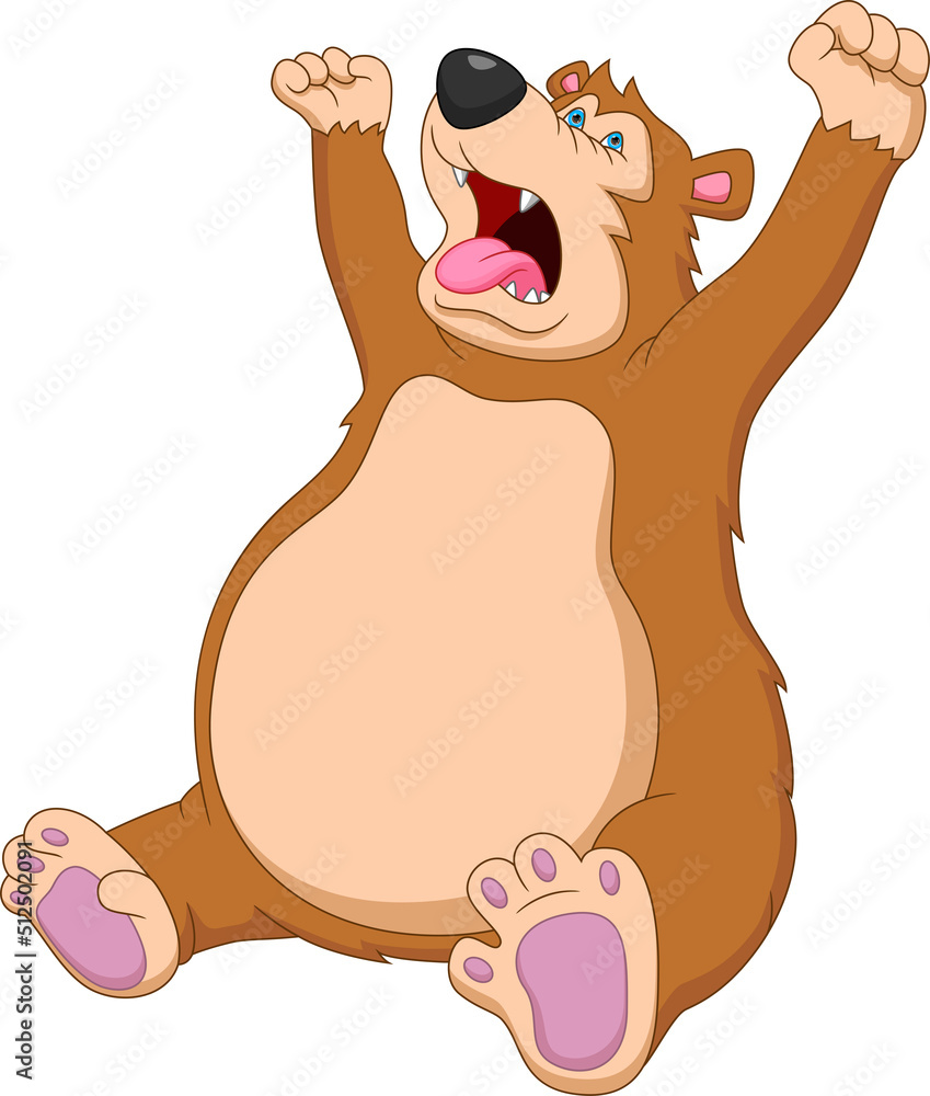 Wall mural cartoon cute bear sleepy on white background