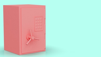 Sturdy pink safe on blue background. Conceptual 3D illustration of security measures.