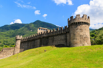 Fototapeta na wymiar Montebello Castle in Bellinzona, Switzerland. UNESCO World Heritage Site