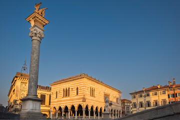 Beautiful view of Italian architecture at dawn. Udine, Friuli Venezia Giulia, Italy. Piazza della...