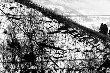 Fototapeta premium View of nature near the railway in winter season of Japan