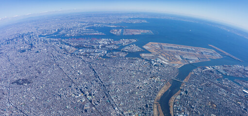 湾岸全景・蒲田上空からパノラマ・2021撮影・空撮