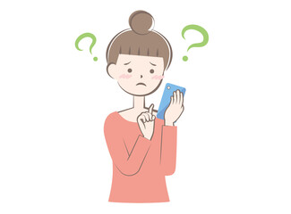 スマホを操作する女性　困る　悩む　疑問