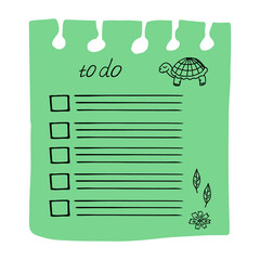 sheet template for writing plans for the day.vector illustration with drawn cute animals.