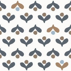 Seamless Pattern with hand drawn abstract leaves and buds.