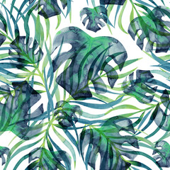 Tropical foliage seamless pattern, exotic leaves print