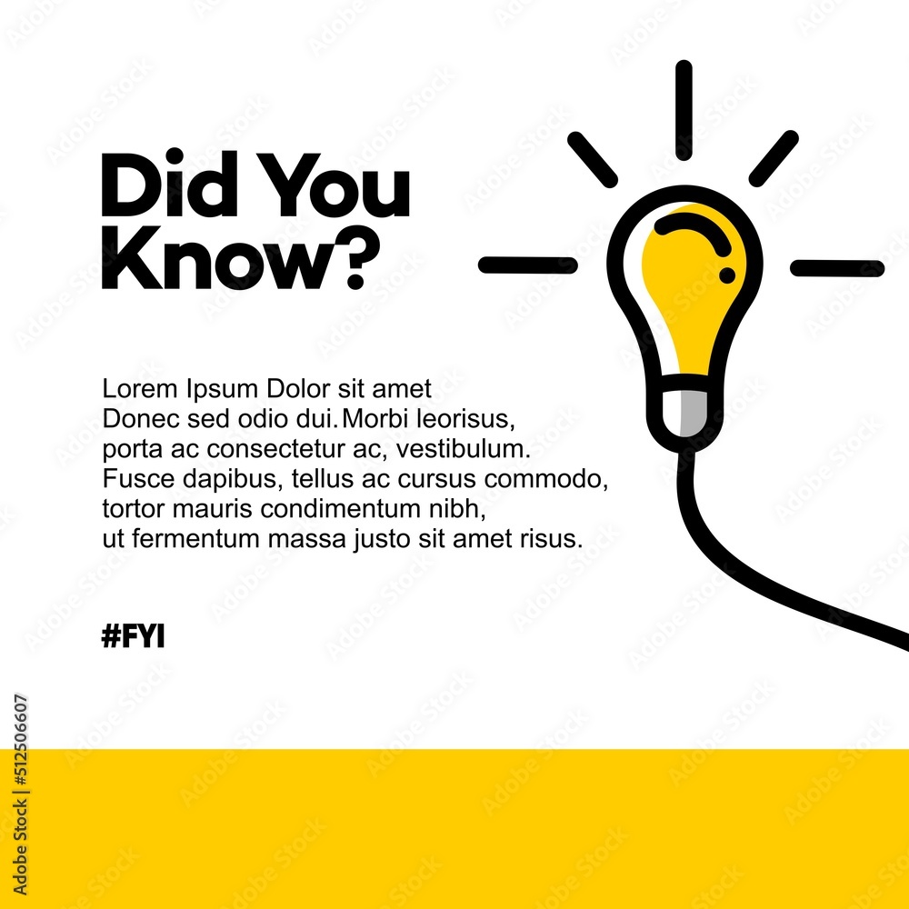 Aufkleber did you know vector template post icon for soicial media background, fun fact blank template fyi vec