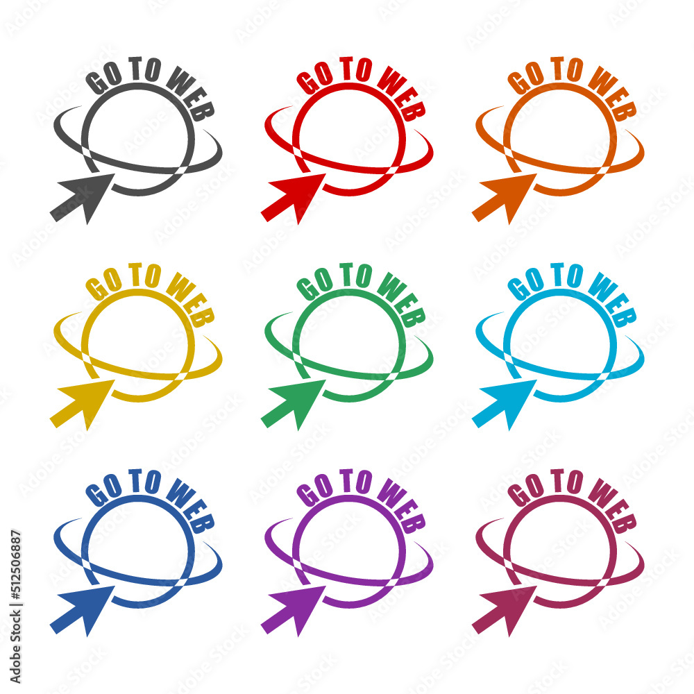 Poster go to web icon isolated on white background. set icons colorful
