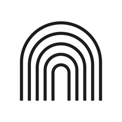 Obraz premium Rainbow, portal, arch with lines, geometric shape. Monochrome, grayscale, black stripes. Use for montage, overlay or texture. Isolated, transparent background