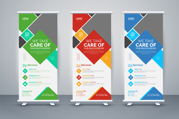 Medical Health Care Roll Up Banner, Stand Banner template