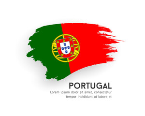 Flag of Portugal, brush stroke design isolated on white background, EPS10 vector illustration