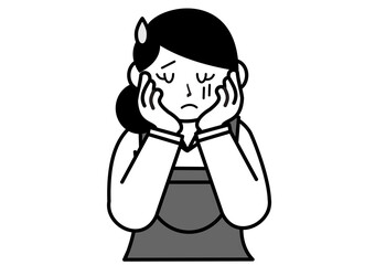 困り顔のエプロンをした女性