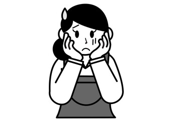 困り顔のエプロンをした女性2