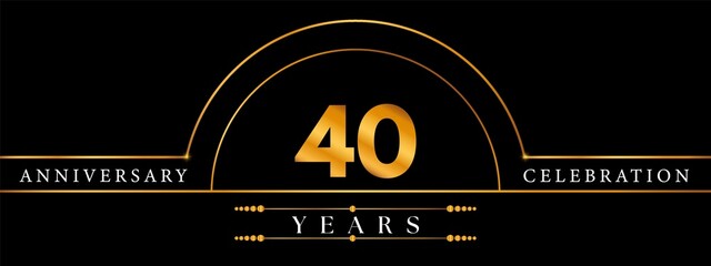 Naklejka premium 40 Anniversary Celebration Circle Gold Number Template Design. Poster Design For magazine, banner, happy birthday, ceremony, wedding, jubilee, greeting card and brochure.