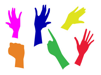 Hand Shape Colored Silhouettes